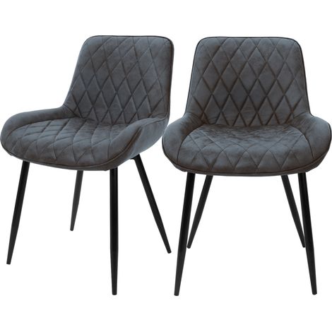 ML-Design 2er Set Esszimmerstühle Esszimmerstuhl mit Rücken- und Armlehnen, Anthrazit, PU-Kunstleder Sitzfläche, Metallbeine, Küchenstühle Küchenstuhl Wohnzimmerstühle Wohnzimmerstuhl Polsterstuhl (1/5)