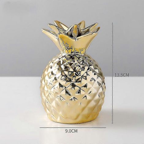 Tirelire en céramique en forme d'ananas, représentant un cochon doré, décoration intérieure de style nordique. (1/4)
