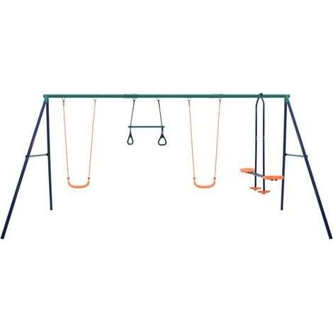Balançoire enfant : Balançoire en nid Bleu 100 x 100 x 180 cm Plastique jeu extérieur enfant, aire de jeu jardin, balançoire enfant , pour jardin, usage domestique , enfant 3-8 ans (1/5)