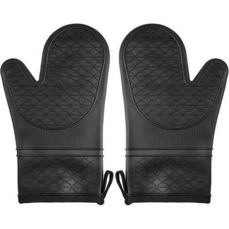 Un paio di guanti da forno resistenti al calore con fodera in cotone, resistenti al calore fino a 250 °C, guanti da cucina in silicone antiscivolo, adatti per cucinare, cuocere al forno e grigliare. (1/2)