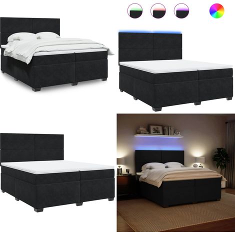Boxspringbett mit Matratze Schwarz 200x200 cm Samt - Boxspringbett - Doppelbett - Samtbett - Samt - Massivholzbette - Home & Living
