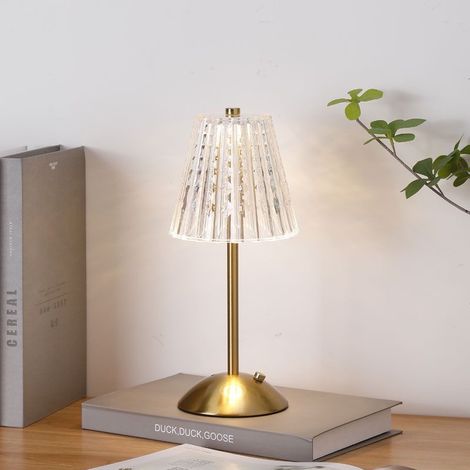 Lampe de table vintage en cristal, lampe de chevet pour chambre à coucher, lampe en cristal 3 couleurs, intensité variable, convient pour chambre à coucher, salon, salle à manger, bar (1/4)