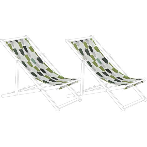 Conjunto de 2 telas de poliéster verde blanco para tumbona de jardín patrón de hojas moderno exterior Anzio / Avellino