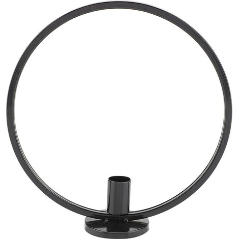 Bougeoir rond en fer pour table, chandelier artisanal pour dîner aux chandelles (noir) (1/5)