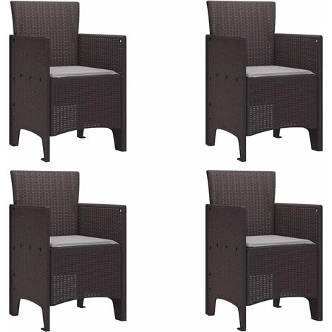Lot de 4 Chaise de jardin,Chaise d'extérieur Marron 53 x 49 x 85 cm PP CFW8022785 (1/5)