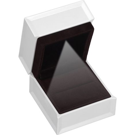 Boîte à bague de fiançailles blanche avec lumière LED, écrin à bijoux en velours pour boucles d'oreilles, présentoir et rangement, idéale pour une demande en mariage, des fiançailles, un mariage ou la (1/5)