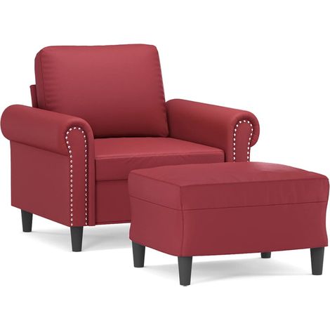 Maison Exclusive - Sessel mit Hocker Weinrot 60 cm Kunstleder