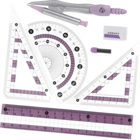 Kit de règle et rapporteur multifonctionnels, matériel papeterie (1/5)