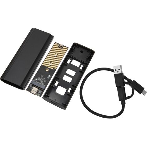 Externes SSD-Gehäuse M.2 NVMe/SATA USB-C 10 Gbit/s, kompatibel mit 2230/2242/2260/2280, USB 3.2 Gen 2-Schnittstelle, Schwarz