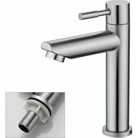 Bathroom Faucet, Cold Water Only, Basin Faucet, Durable Copper Chrome Finish, Hand Wash Faucet, Removable Aerator Cartridge, Convenient for Cleaning or Replacement MUMU