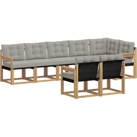 Set di divani da esterno 8 pcs Bianco e Grigio Chiaro vidaXL