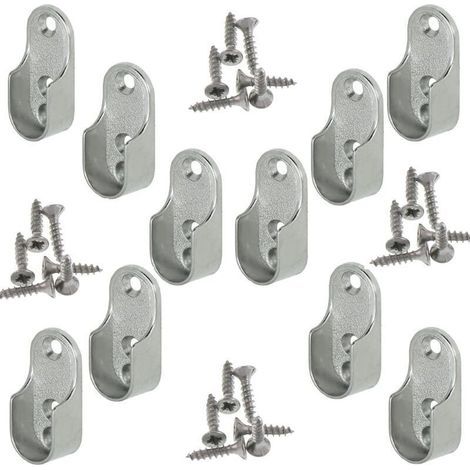 Rail Suspension Meuble Ovale OVA 10 Pièces - Support de tube d'armoire penderie pour barre ovale Acier Nickelé Tringle Cintre Fixation Support de barre de penderie en métal (1/5)