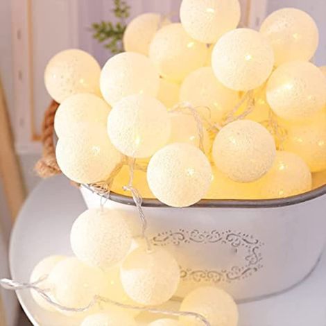Guirlande Lumineuse - Boules Coton LED - Éclairage Décoratif Intérieur Extérieur - USB - Blanc Chaud - 4,5 V - 30 000 Heures - 1 Pièce (1/5)