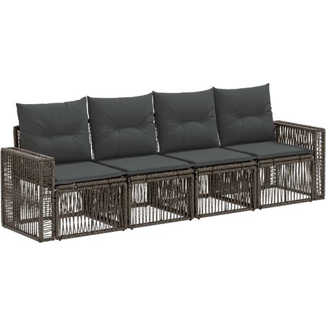 Gartensofa-set 4 pcs Grau und Dunkelgrau Poly-Rattan vidaXL