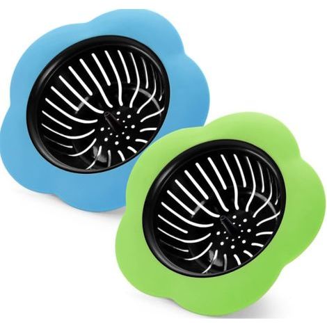 Muntra-Lot de 2 crépines d'évier de cuisine en silicone de 11,4 cm de diamètre, bleu-vert (1/3)
