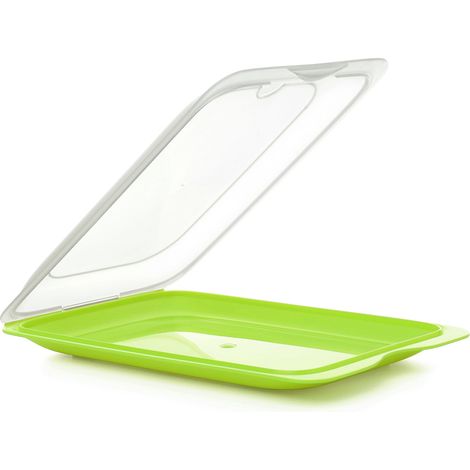 TATAY Porta Affettati per Frigorifero Fresh  Set di 3 Standard  Contenitori per Alimenti, Impilabili  Adatti a Microonde, Congelatore e Lavastoviglie  Senza BPA, 17x3,2x25,2cm, Colore Lime (1/3)