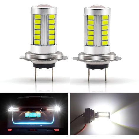 2 ampoules de rechange H7 LED antibrouillard blanc 6500 K, feux de jour (DRL) 33 SMD 12 V pour voitures et camions (1/5)