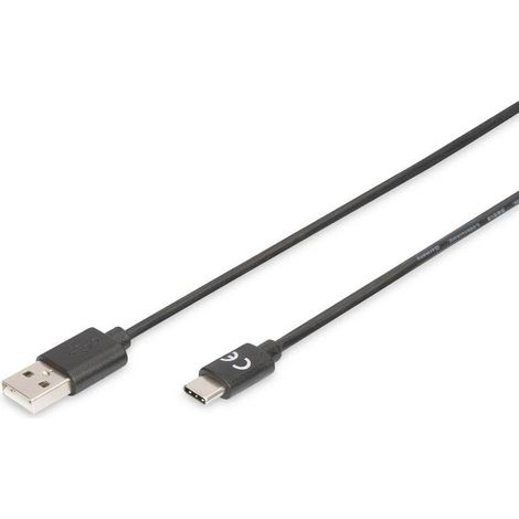 Digitus Câble USB USB 2.0 USB-C® mâle, USB-A mâle 1.80 m noir blindé AK-300154-018-S (1/5)