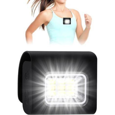 Lampe de Course à Pied, Eclairage de Poitrine pour Course, USB Rechargeable LED Lampe de Poitrine Mini veilleuse à LED avec 4 modes d'éclairage Lampe Running pour Jogging, Camping, Coureurs