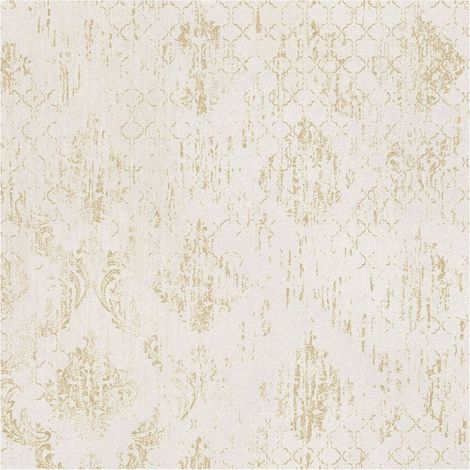 Baroque wallcovering wall Profhome 786722 hot embossed non-woven wallpaper textured with ornaments and metallic highlights cream gold 5,33 m2 (1/5)