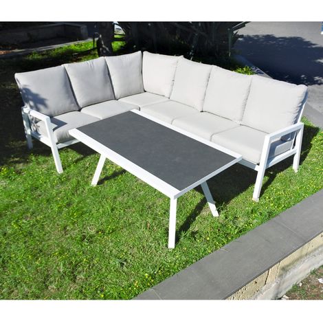 Salotto Angolare Alluminio Colore Bianco Texas cm 250x195