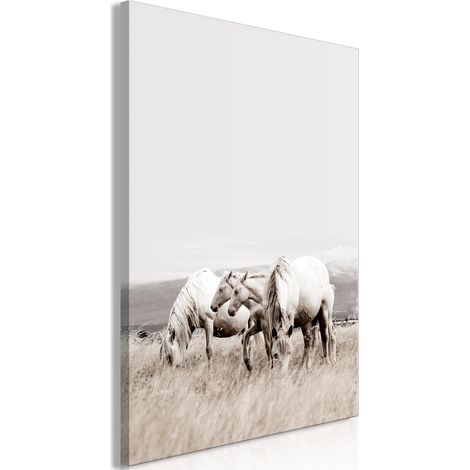 Dipinto - Cavalli bianchi (1 parte) verticale (1/4)