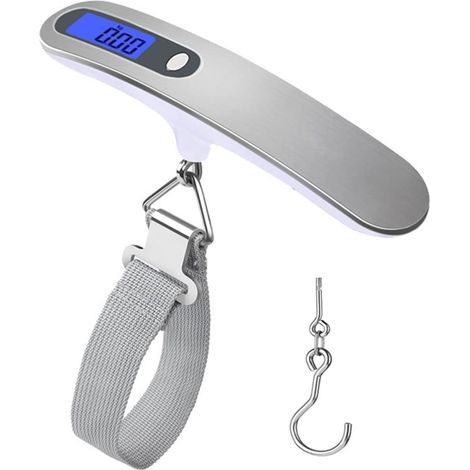Balance numérique 50 kg – Balance à bagages portable – Design en acier inoxydable blanc (1/5)
