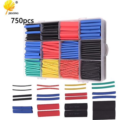 Boîte de 750 gaines thermorétractables isolantes, gaines thermorétractables colorées, gaines de protection pour câblage électrique