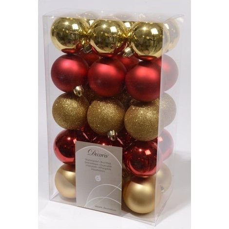 Box 30 sfere Ø6cm rosso oro