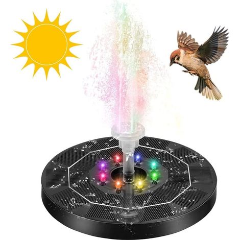 Fontaine solaire d'extérieur 3 W - Fontaine solaire pour extérieur - Fontaine solaire pour étang flottant avec lumière (1/5)