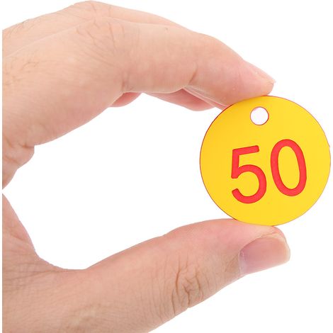 Nummerierte Etiketten für Imkerei und Viehzucht, rotes ABS, 1–50 Stück/Packung, nummerierte Etiketten mit Loch für Landwirtschaft und Viehzucht (1/5)