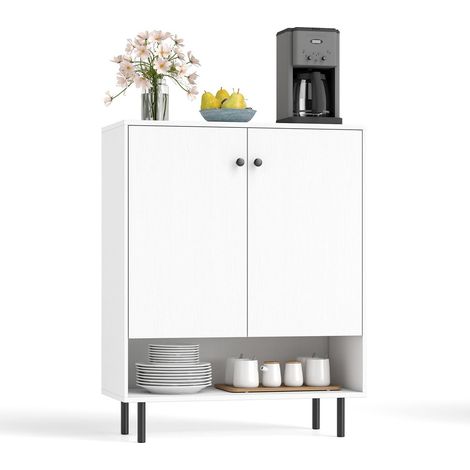Kuchen sideboard mit verstellbaren regalen und 2 turen wei