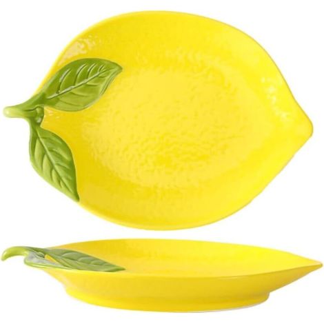 Assiette en céramique en forme de citron, assiette à fruits (1/5)