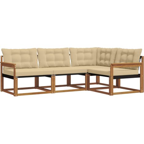 Ensemble de canapés d'extérieur 4 pcs  Salon de jardin Naturel et Beige (1/5)