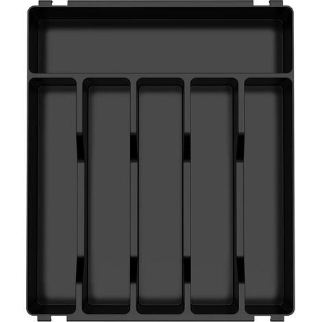 Range Couverts pour Tiroir,6 Compartiments,Organisateur Couverts Tiroir Cuisine,Plastique Rangement Couvert pour Cuillères Fourchettes Couteaux Vaisselle,Robuste,Facile nettoyer,Noir (1/5)