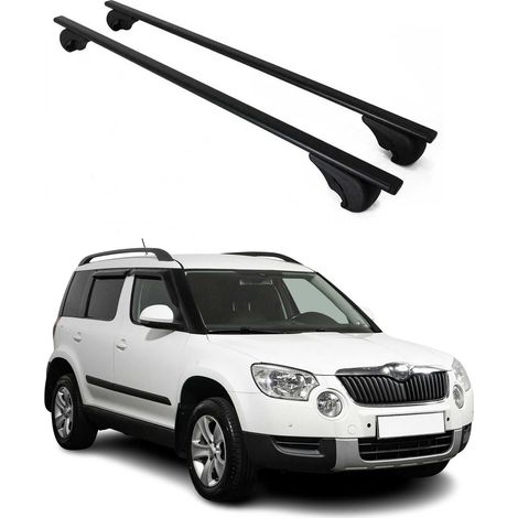 OMAC Barres de toit pour Skoda Yeti 2009-2017 – TÜV / DIN 75302:2019 – Antivol inclus – Charge max 75 kg – 2 barres Noir (1/4)