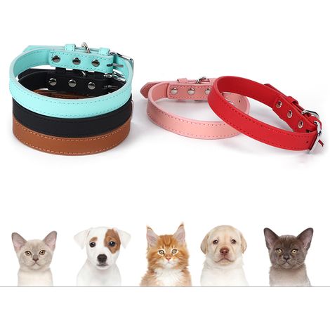 Collier Pour Chien - Cuir Pu Et Alliage De Zinc - Réglable Et Confortable - Pour Chiens Petits Et Moyens - Lot De 5 (1/5)