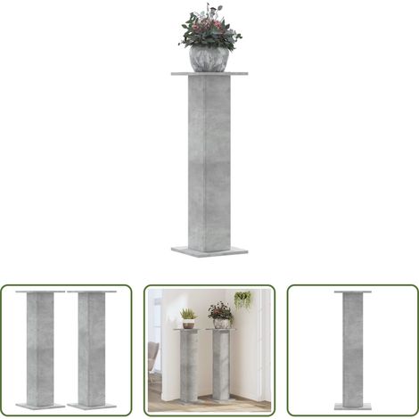 Support de pot - Supports pour plantes 2 pcs gris béton bois d'ingénierie (1/5)