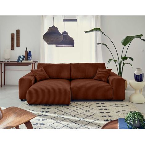 Garance – ecksofa beidseitig montierbar - 4-sitzer – aus breitcord - terrakotta