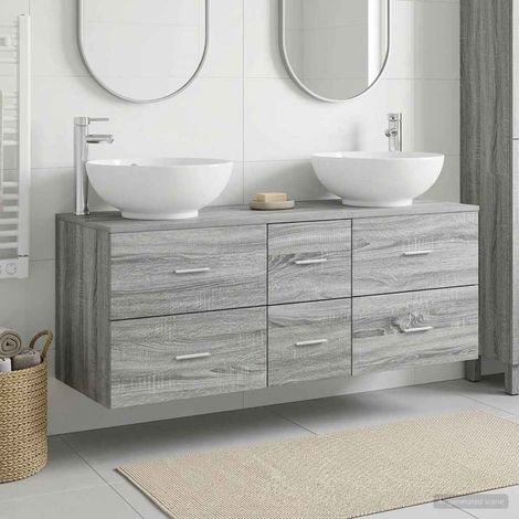 vidaXL Bathroom Furniture Set 3 pcs Grey Sonoma 129 x 44.5 x 80 cm (1/5)