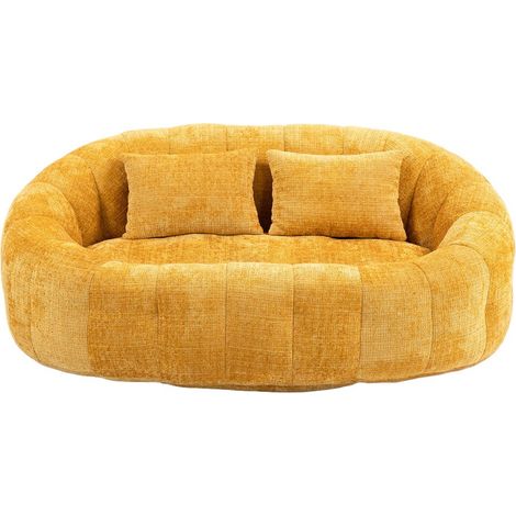 Bean Bag Sofa Lazy Sofa Durable Comfort Lounger High Back Bean Bag Chair Couch für Erwachsene und Kinder, Indoor & Outdoor, Accent Floor Soft Lounge Chair (Yellow Chenille) (1/5)