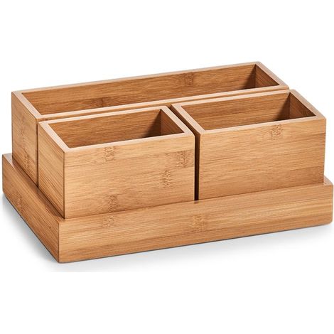 Aufbewahrungsbehälter, Organizer, 100% Bambus - 4 Elemente, 28 x 17.7 x 11 cm (1/4)