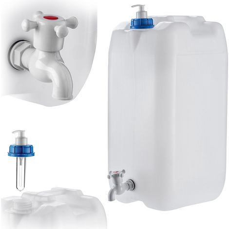 KADAX Wasserkanister mit Ablasshahn, Wasserauslauf und Seifenspender, 30L