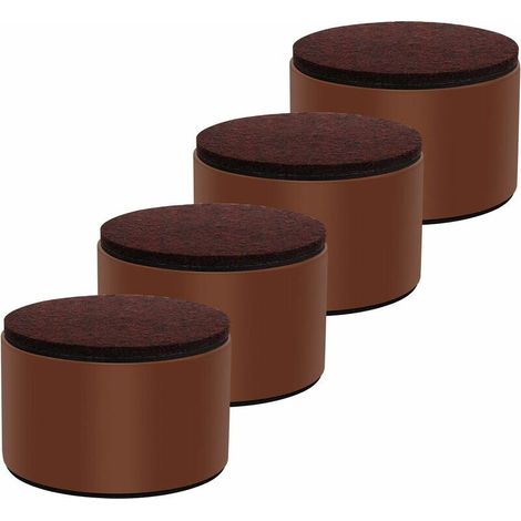 royaluxe -4pcs Rehausse de meubles en acier au carbone , contremarche de meubles pour meubles de haut 80x52MM, brun rond (1/5)