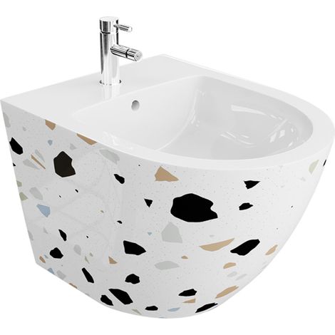 LAVITA Bidet mural universal Sofi Stone avec trou de robinet et trop-plein en céramique Hygiénique et facile d'entretien (1/3)