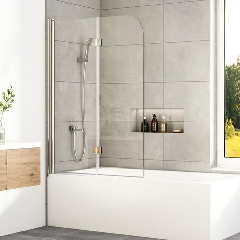 Boromal 120x120 cm Badewannenaufsatz 2-teilig Duschtrennwand für Badewanne Duschwand für Badewanne Faltwand Duschabtrennung Badewanne (1/5)