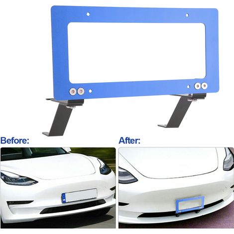 Cadre de plaque d'immatriculation avant en aluminium bleu pour Tesla Model 3 (2017-2022). (1/5)
