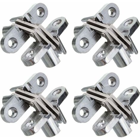 4 Piezas Pliante Charnière Cachée Croix Charnières Charnière Alliage Zinc Invisible Charnières Invisibles Charnière Porte Instalaciones de instalación Porte pliante en madera y acero inoxidable (1/4)