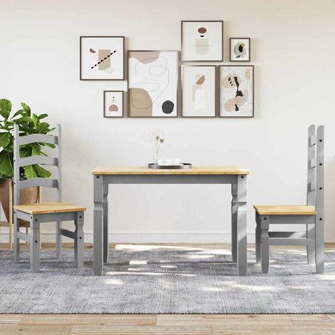 3 Piece Dining Set PANAMA Grey Solid Wood Pine vidaXL (1/5)