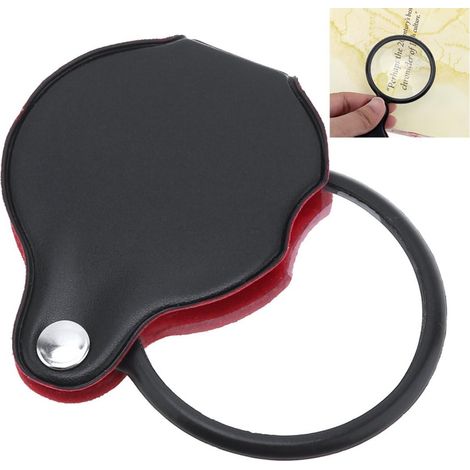 Mini loupe de poche 8X en verre optique avec étui de protection cortical,pour bureau,lecture,loisirs (1/5)